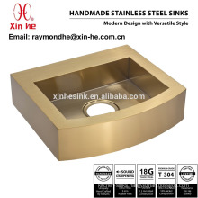 PVD Copper Brass Gold Plated Bathroom Vessel Sink, Commercial Handmade Stainless Steel Vessel Basin Lavatory Sink for Hotel